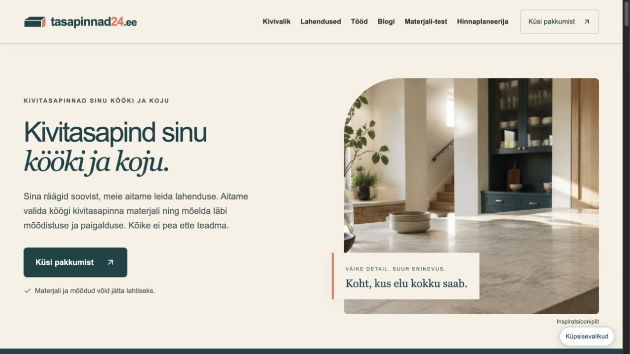 Tasapinnad24.ee avalehe eelvaade